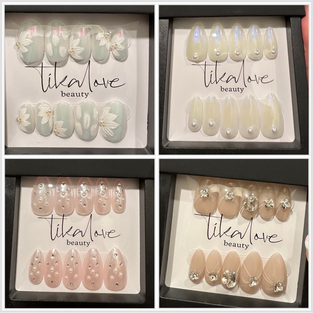 Handmade Press On Nails Bundle! 4 different neutral styles, sizes 0-10!